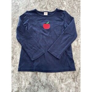 Gymboree Girls Size 6, Apple Themed Shirt, VGUC Blue Long Sleeve